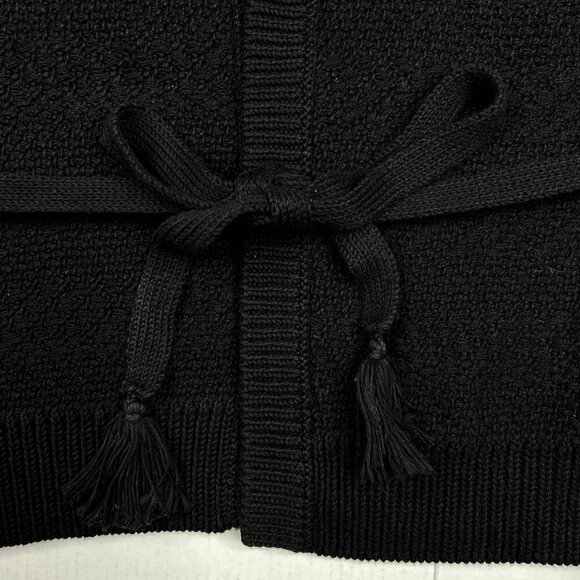 Banana Republic Tie Waist Tassels Wool Blend V-Neck Ribbed Chunky Cardigan Sz L - Picture 5 of 6